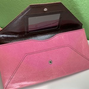 Abas Travel Envelope Clutch Leather Soft Pink